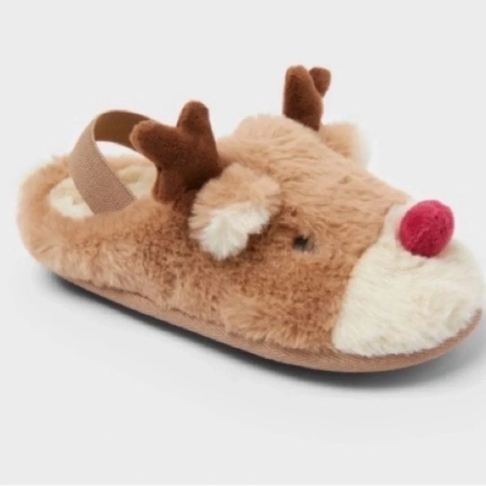 Toddler Reindeer Scuff Slippers - Wondershop™ Brown Size 7T-8T New